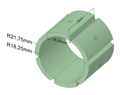 kopen N52 van het Neodymiummagneten van het Boogsegment de Deklaag van NiCuNi voor Motoren online manufacture
